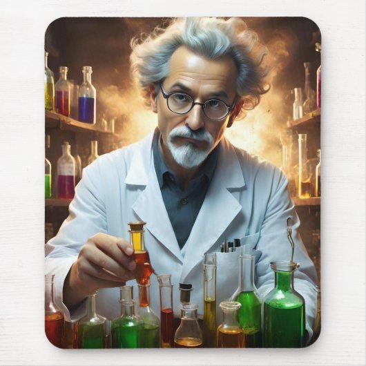 薬を混ぜた研究室の科学者 マウスパッド (正面)