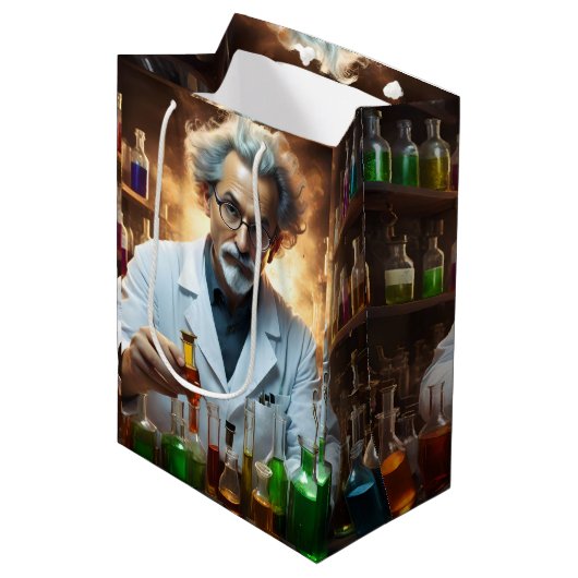 薬を混ぜた研究室の科学者 ミディアムペーパーバッグ (正面アングル)