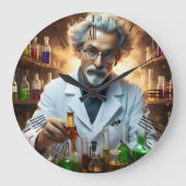 薬を混ぜた研究室の科学者 ラージ壁時計 (正面)