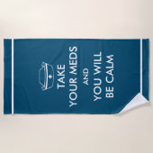 薬を飲むと落ち着く ビーチタオル (正面)