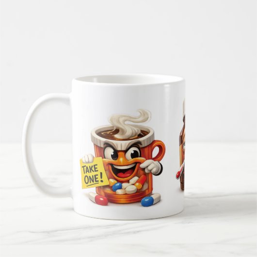 薬を飲むリマインダー コーヒーマグカップ (左)