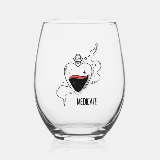 薬を飲む ステムなしワイングラス (正面)