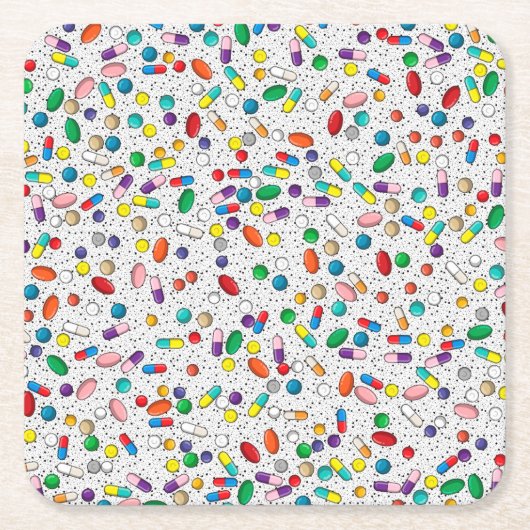 薬ナース薬局医師ピルデザイン スクエアペーパーコースター (正面)