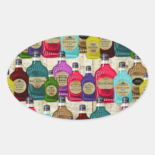 薬人用魔法ポーション薬効強直ボトル 楕円形シール (正面)