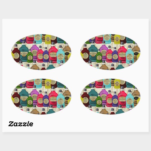 薬人用魔法ポーション薬効強直ボトル 楕円形シール (シート)