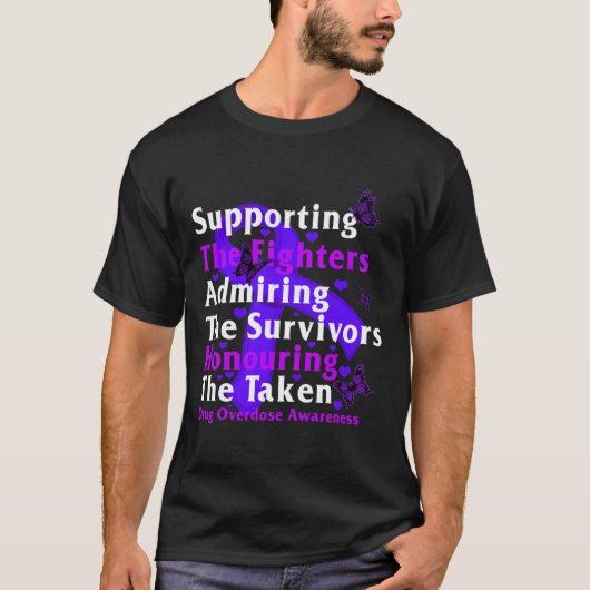 薬剤の過剰摂取認識度は戦闘機Suをサポート Tシャツ (正面)
