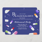 薬剤カプセル退職パーティの招待状 招待状 (正面/裏面)