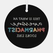薬剤師おもしろいの素晴らし薬剤師の贈与 ガラスオーナメント (裏面)