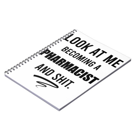 薬剤師おもしろい卒業パーティギフトTシャツ ノートブック (左側)