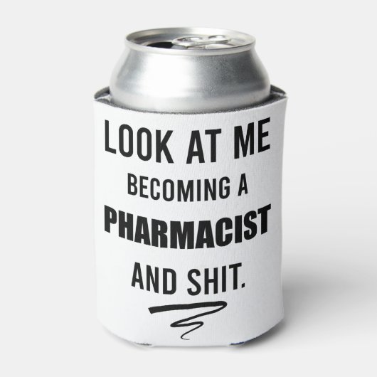 薬剤師おもしろい卒業パーティギフトTシャツ 缶クーラー (缶正面)