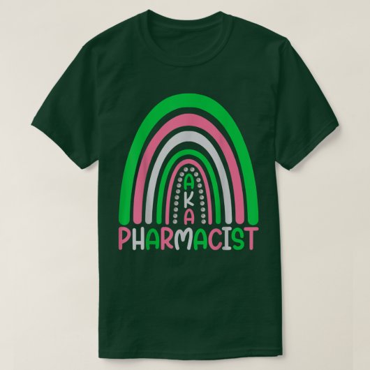 薬剤師かわいいレインボー赤の薬剤師おもしろい Tシャツ (デザイン正面)