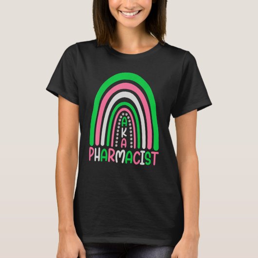 薬剤師かわいいレインボー赤薬剤師 Tシャツ (正面)