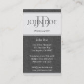 薬剤師か規定の薬学のダークグレーの石板 名刺 (裏面)