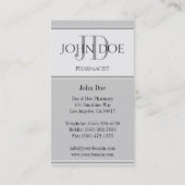 薬剤師か規定の薬学の銀 名刺 (裏面)