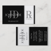 薬剤師か規定の薬学の黒または銀 名刺 (正面/裏面)