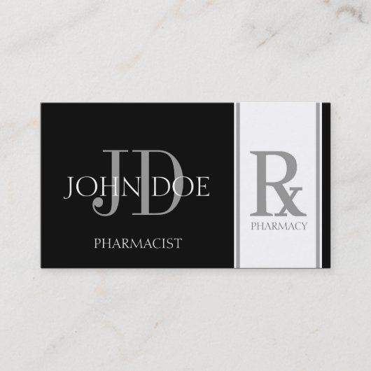薬剤師か規定の薬学の黒または銀 名刺 (正面)