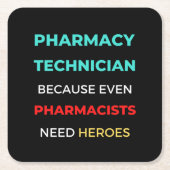 薬剤師でさえも薬剤師 スクエアペーパーコースター (正面)