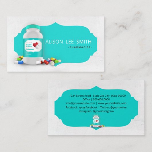 薬剤師のアクアマリン 名刺 (正面/裏面)