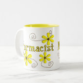 薬剤師のギフト、黄色いデイジー ツートーンマグカップ (正面左)