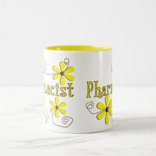 薬剤師のギフト、黄色いデイジー ツートーンマグカップ (中央)