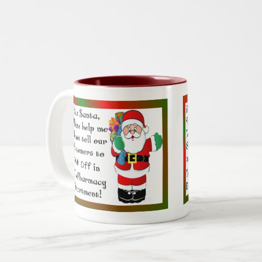 薬剤師のクリスマスのテーマのギフト ツートーンマグカップ (正面左)