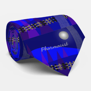 薬剤師のタイのアートな木および月 ネクタイ