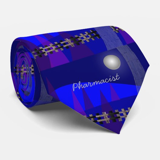 薬剤師のタイのアートな木および月 ネクタイ (ロール)