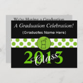 薬剤師の卒業の招待状の緑の黒 招待状 (正面/裏面)