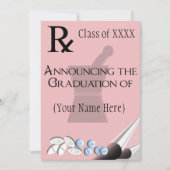 薬剤師の卒業の招待状のRxのパッドのデザイン5 招待状 (正面)
