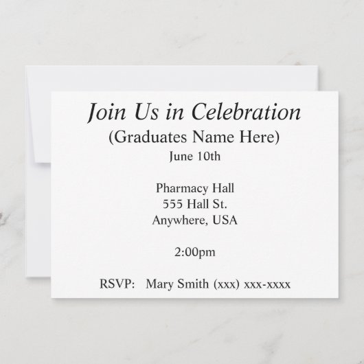 薬剤師の卒業の招待状2013年 招待状 (裏面)