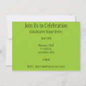 薬剤師の卒業案内書グリーン 招待状 (裏面)