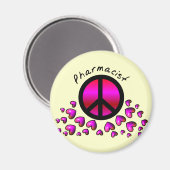 薬剤師の平和とハートデザインギフト マグネット (正面/裏面)