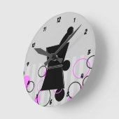 薬剤師の時計のレトロのスタイルのピンク ラウンド壁時計 (傾斜)