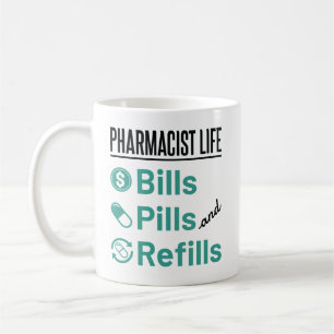 薬剤師の生活費ピルと補充 コーヒーマグカップ