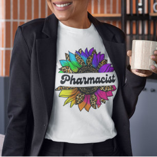 薬剤師の職業レインボーヒマワリ Tシャツ