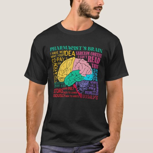 薬剤師の脳技おもしろい術師日 Tシャツ (正面)