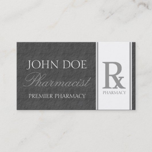 薬剤師の規定の薬学のダークグレーの石板 名刺 (正面)