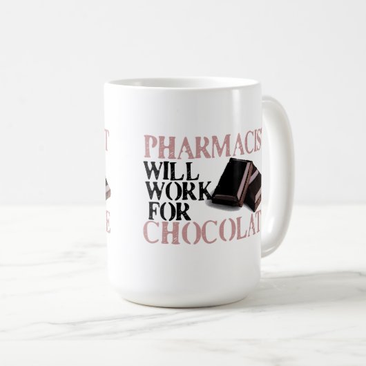 薬剤師はチョコレートのために働きます コーヒーマグカップ (正面右)