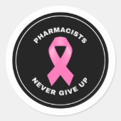 薬剤師は決して与えピンクリボンを上げない ラウンドシール (正面)