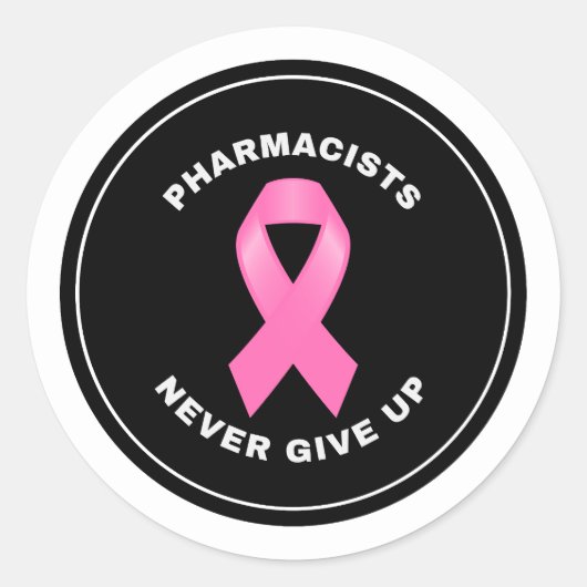 薬剤師は決して与えピンクリボンを上げない ラウンドシール (正面)