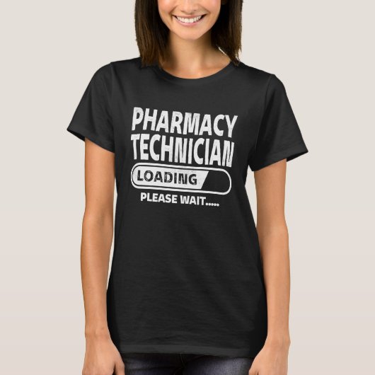 薬剤師アシスタントが食品科学薬局を読み込んでいます Tシャツ (正面)