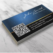 薬剤師ネイビーブルーQRコードプロフェッショナル 名刺