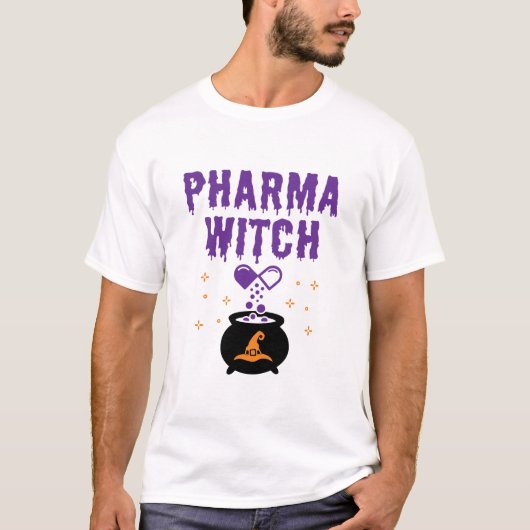 薬剤師ハロウィーン薬局技術ファーマウィッチ Tシャツ (正面)