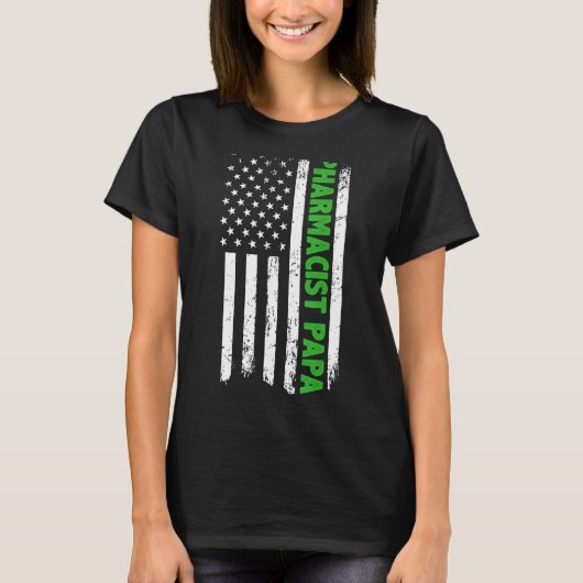 薬剤師パパアメリカ国旗の父の日 Tシャツ (正面)
