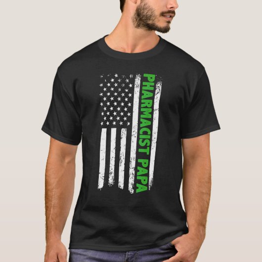 薬剤師パパアメリカ国旗の父の日 Tシャツ (正面)