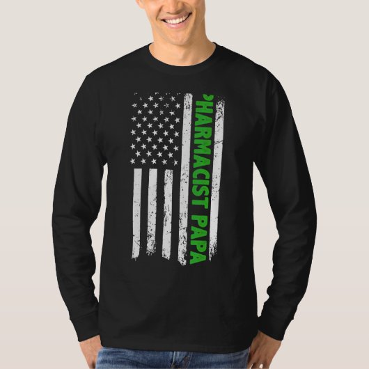 薬剤師パパアメリカ国旗の父の日 Tシャツ (正面)