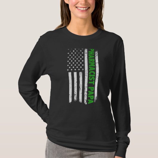 薬剤師パパアメリカ国旗の父の日 Tシャツ (正面)