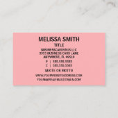 薬剤師ピーチダマスクビジネスカード 名刺 (裏面)