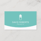 薬剤師メディカルピルロゴプロフェッショナルティール（緑がかった色） 名刺 (正面)