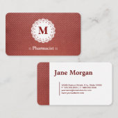 薬剤師レースモノグラムマルーン 名刺 (正面/裏面)